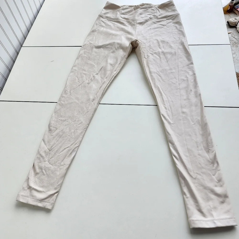 Fashion Nova Womens Light Beige Ivory Leggings Stretchy High Waisted Sz M